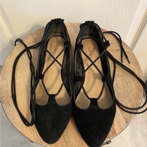 Soft Surroundings Black Lace up Flats 7.5